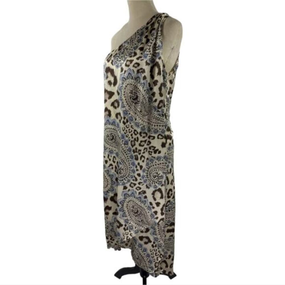 Tommy Bahama Cub One Shoulder Dress Cream Leopard Animal Print Paisley Silk‎ 4 - Picture 2 of 7
